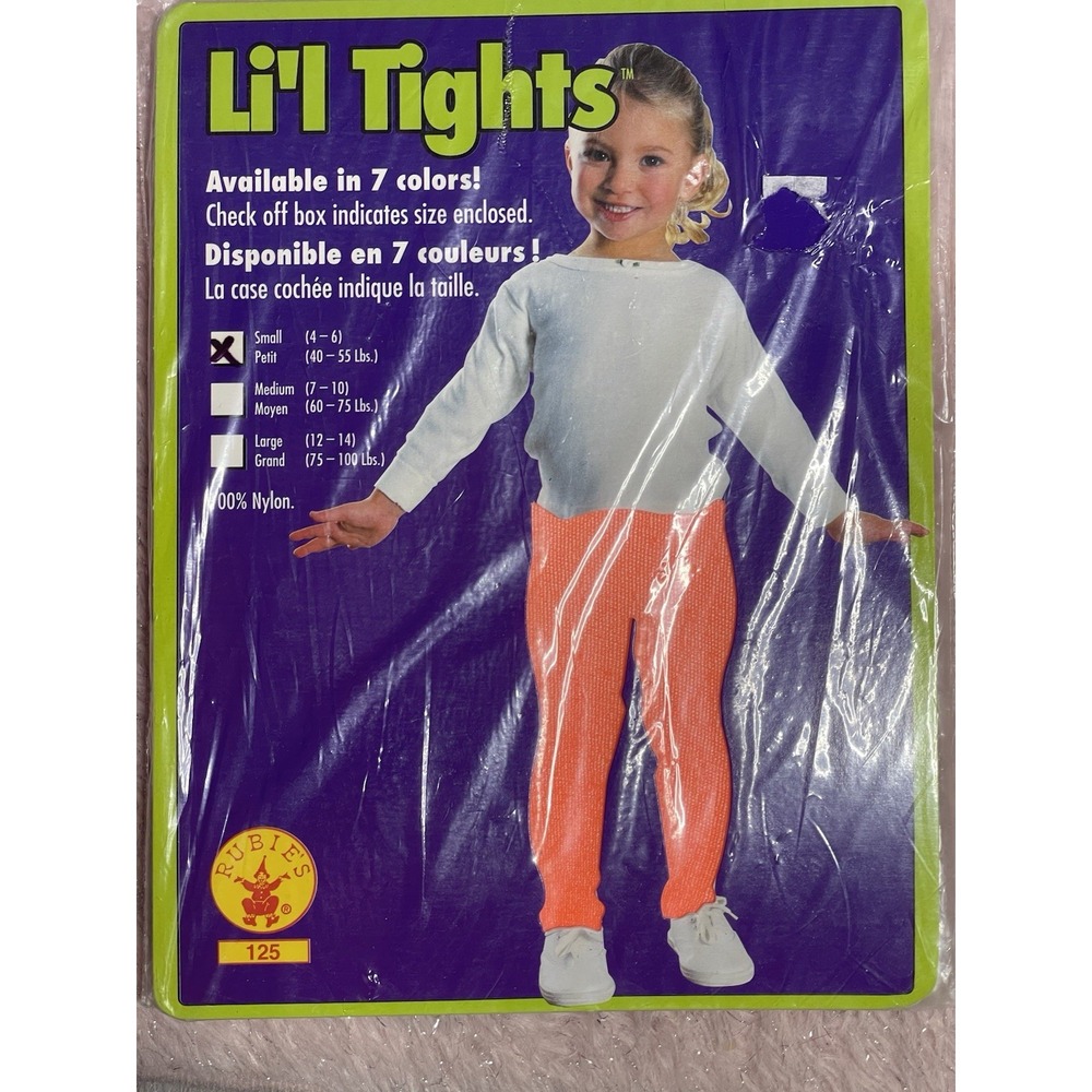 Li'l Tights L 12/14‎ Kids Child Rubie's Orange Large Nylon Girls/Boys